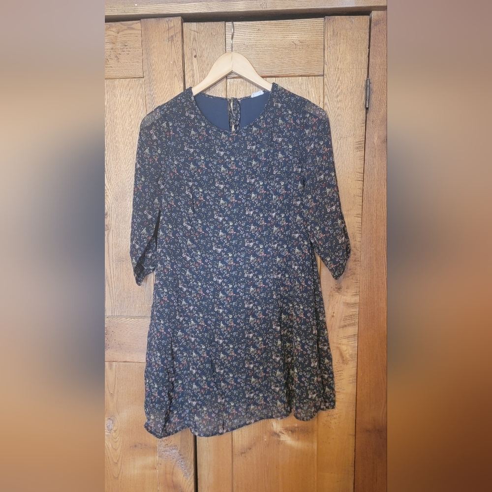 Garage Floral Skater Dress - Black and Multicolor